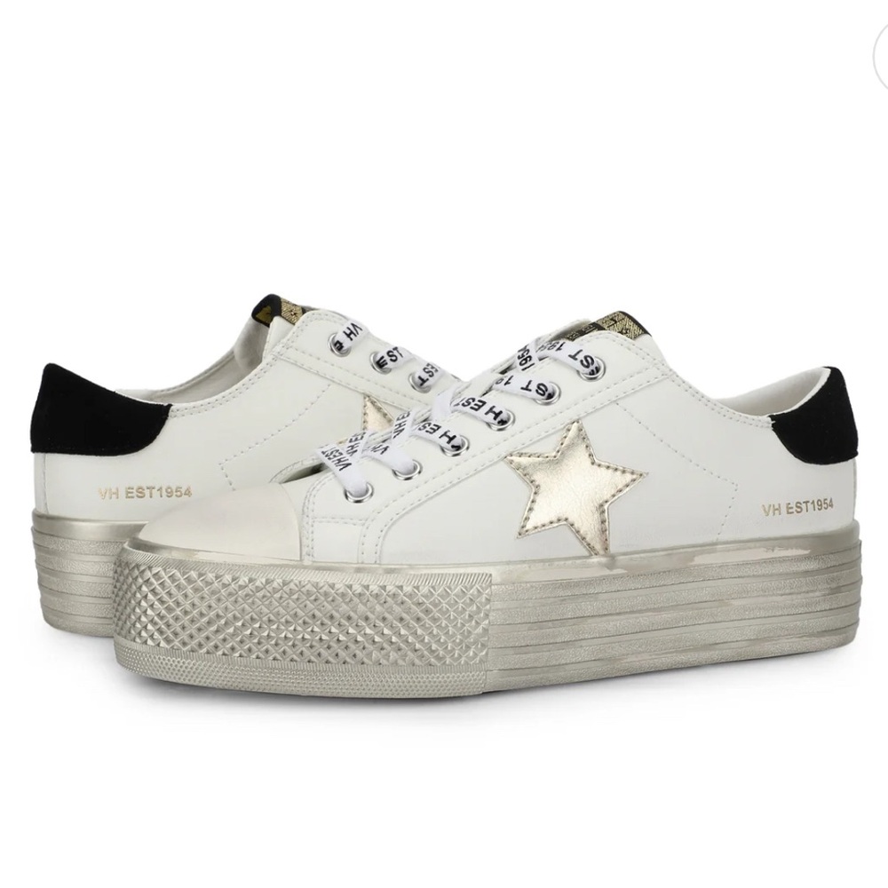 Vintage Havana White and Gold Star Sneakers